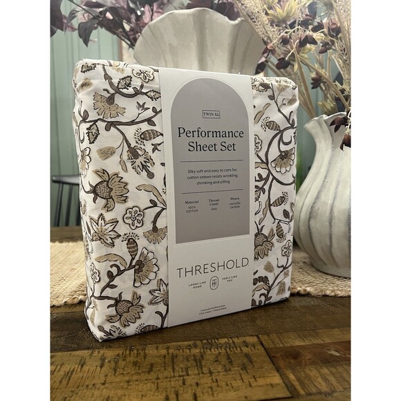 Twin/Twin XL 400 Thread Count Performance Sheet Set Cool Floral - Threshold NEW - Picture 1 of 6
